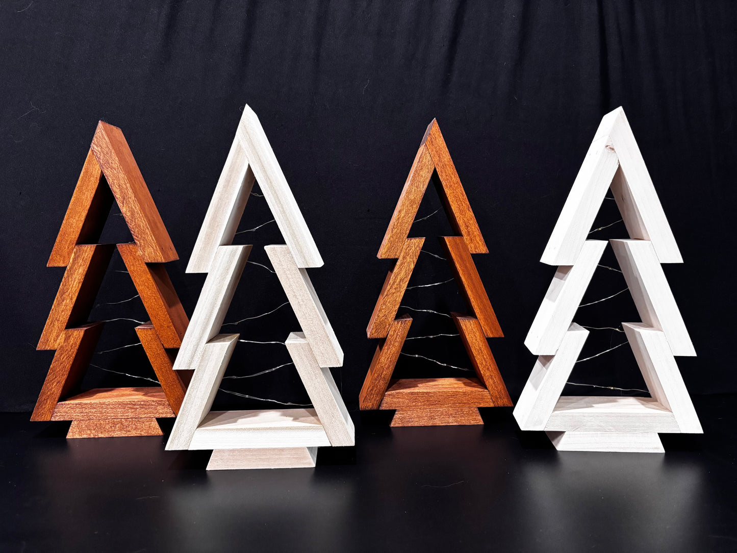 Stained Wooden Lighted Tree