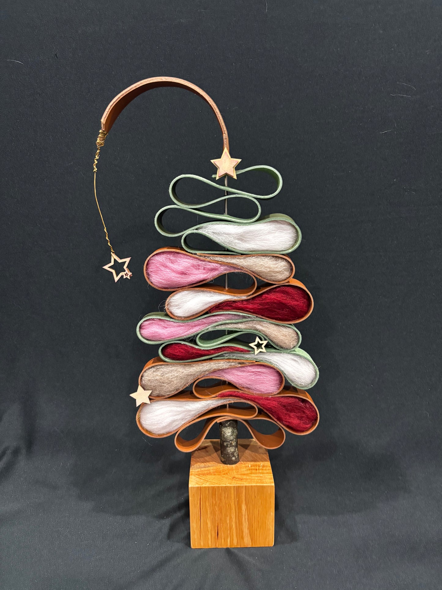 Whimsical Leather, Faux Leather and Wool Tree