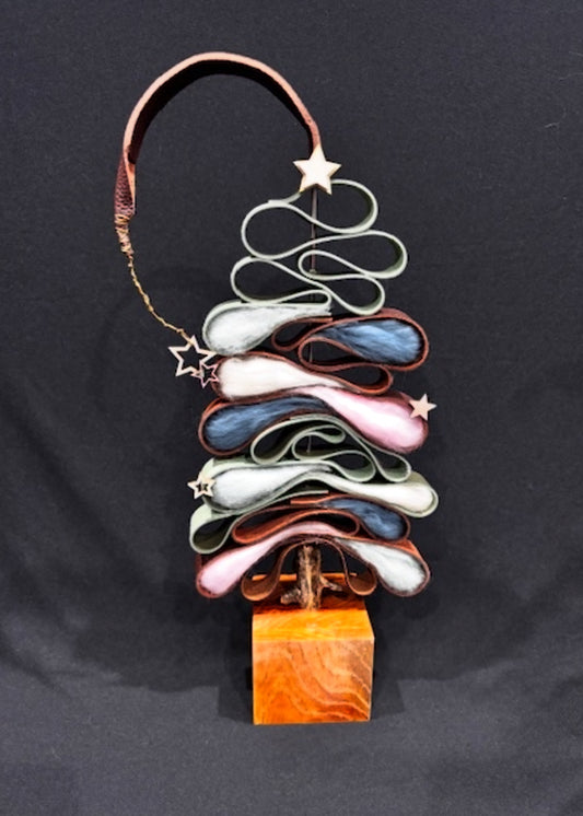 Whimsical Leather, Faux Leather and Wool Tree