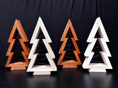 Stained Wooden Lighted Tree