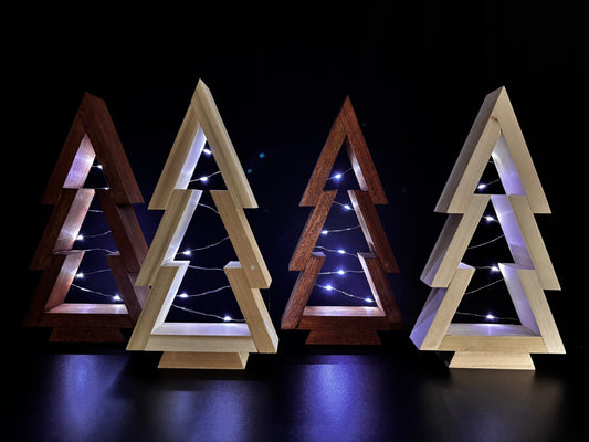 Stained Wooden Lighted Tree