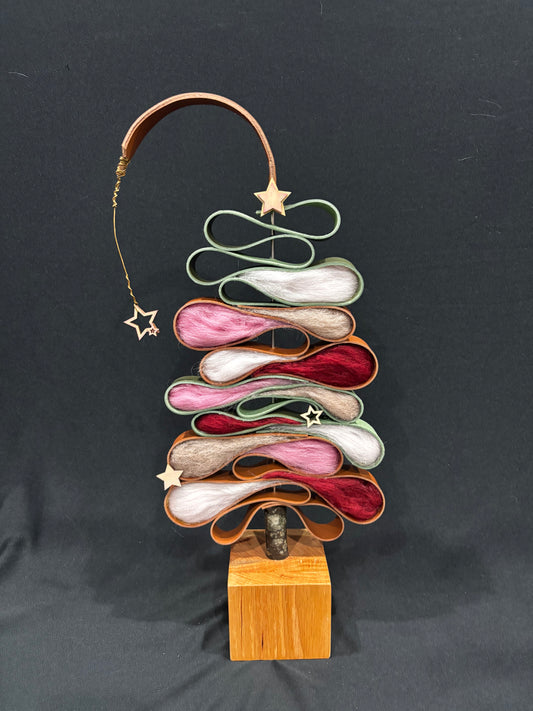 Whimsical Leather, Faux Leather and Wool Tree