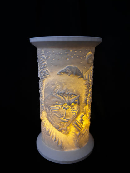Grinch Litho with Tea Light